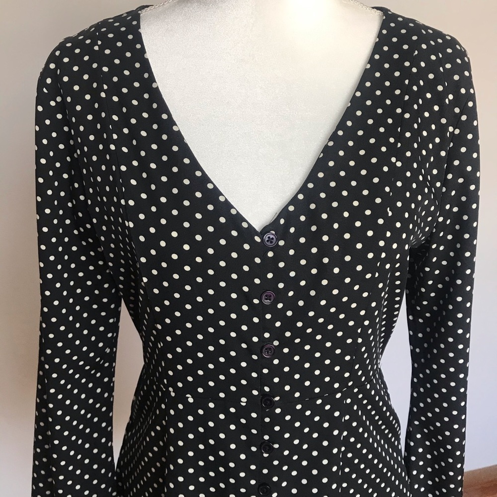 American Rag Black and White Polka Dot Long Sleeve Dress - Picture 2 of 9